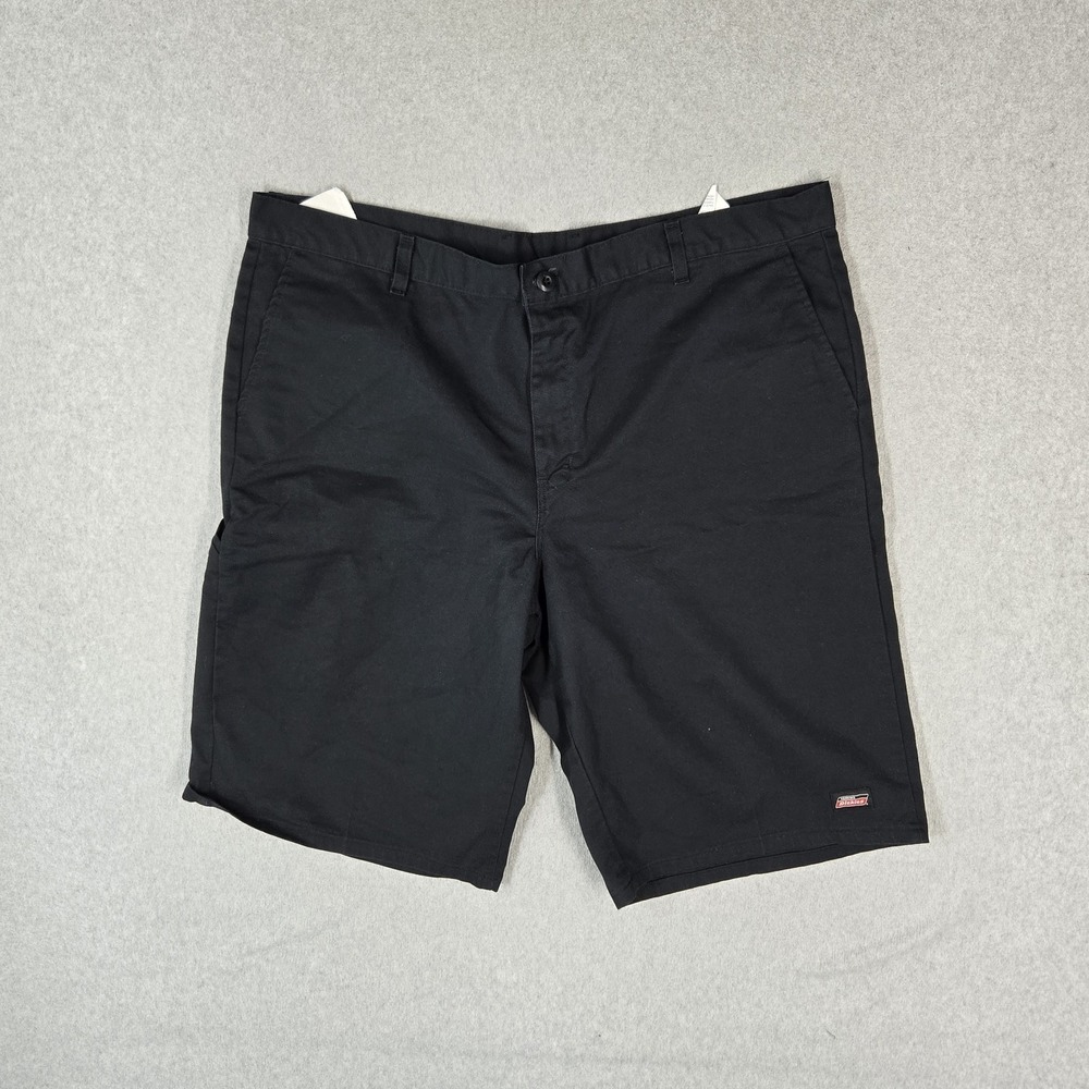 Dickies Men Shorts 42 Black Cargo Twill Workwear 12" Inseam Logo Pockets